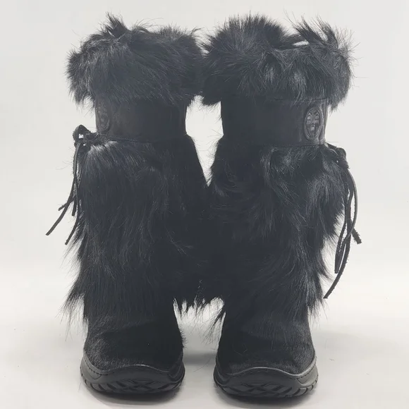 PAJAR Canada Goat Hair Scarlet Shealing Fur Winter & Rain Boots Black Size 10 - Picture 4 of 9